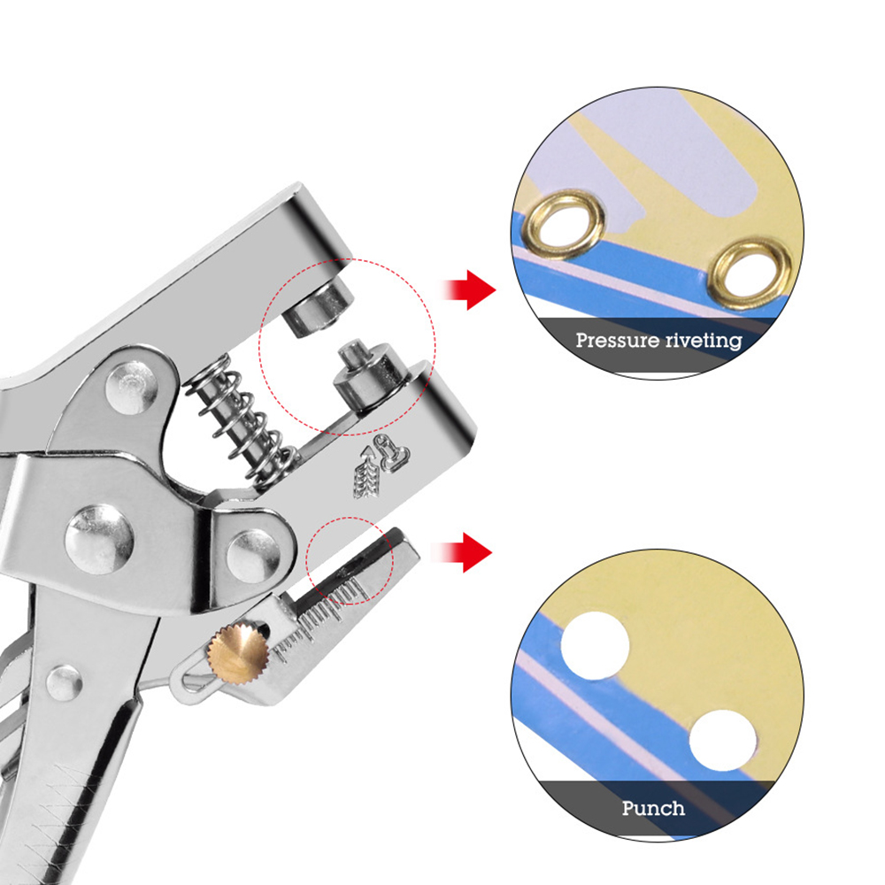 Eyelet Hole Punch Pliers Hole Puncher with 100pcs Eyelets Manual Puncher Press Tool Grommets Grommet Eyelet Hole Opening Tool