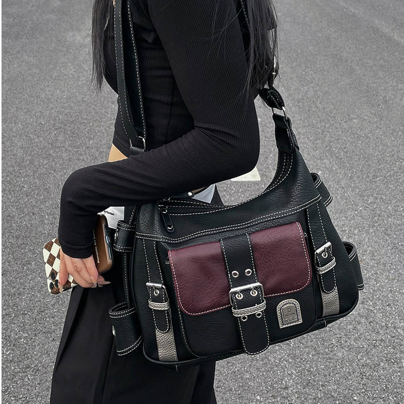 Y2K Vintage Women Crossbody Bag Leather Commuter Shoulder Bags tote Women's Hip hop Messenger Bag Y2k Tote Handbags For Felmale