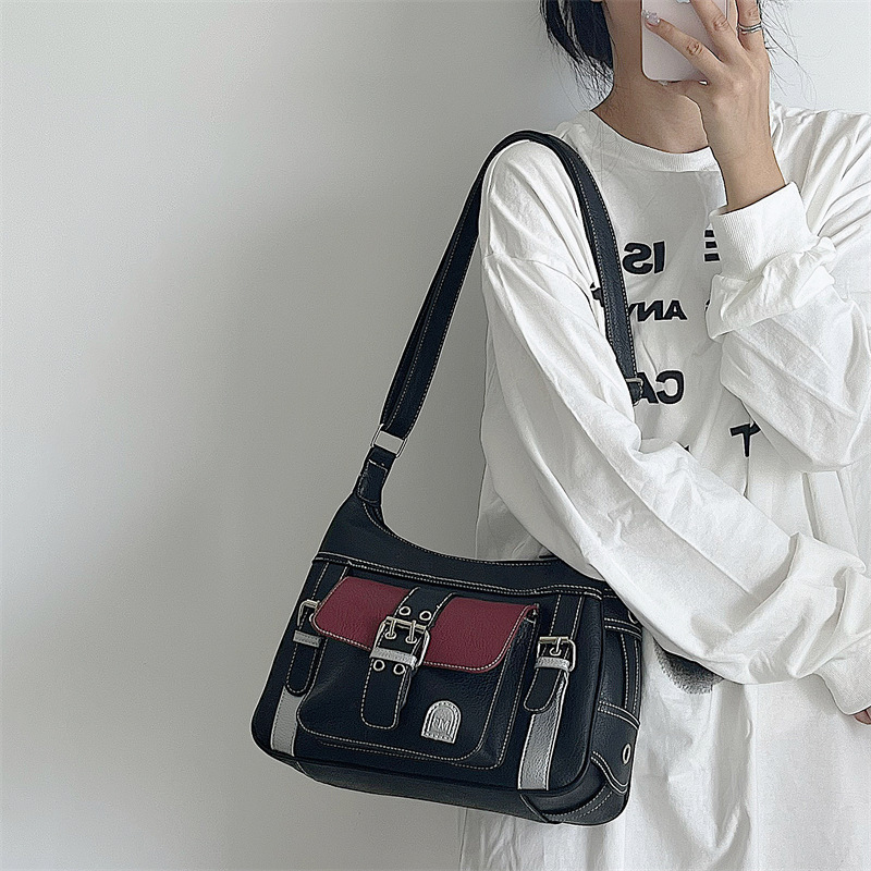 Y2K Vintage Women Crossbody Bag Leather Commuter Shoulder Bags tote Women's Hip hop Messenger Bag Y2k Tote Handbags For Felmale