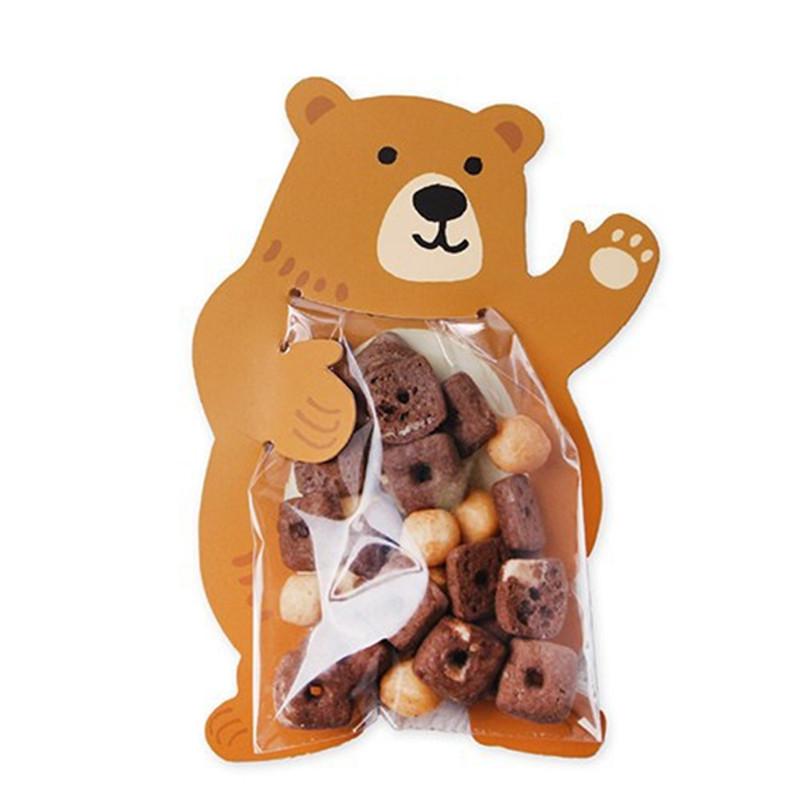 10pcs/pack Cute Animal Bear Rabbit Koala Candy Bags Greeting Cards Baby Shower Birthday Party Decoration Cookie Box Gift Cake Baking Bags