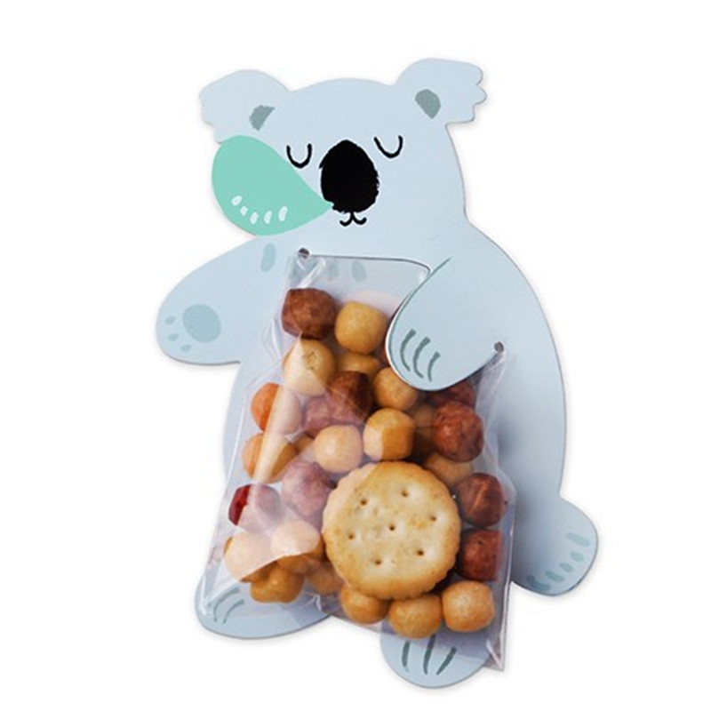 10pcs/pack Cute Animal Bear Rabbit Koala Candy Bags Greeting Cards Baby Shower Birthday Party Decoration Cookie Box Gift Cake Baking Bags