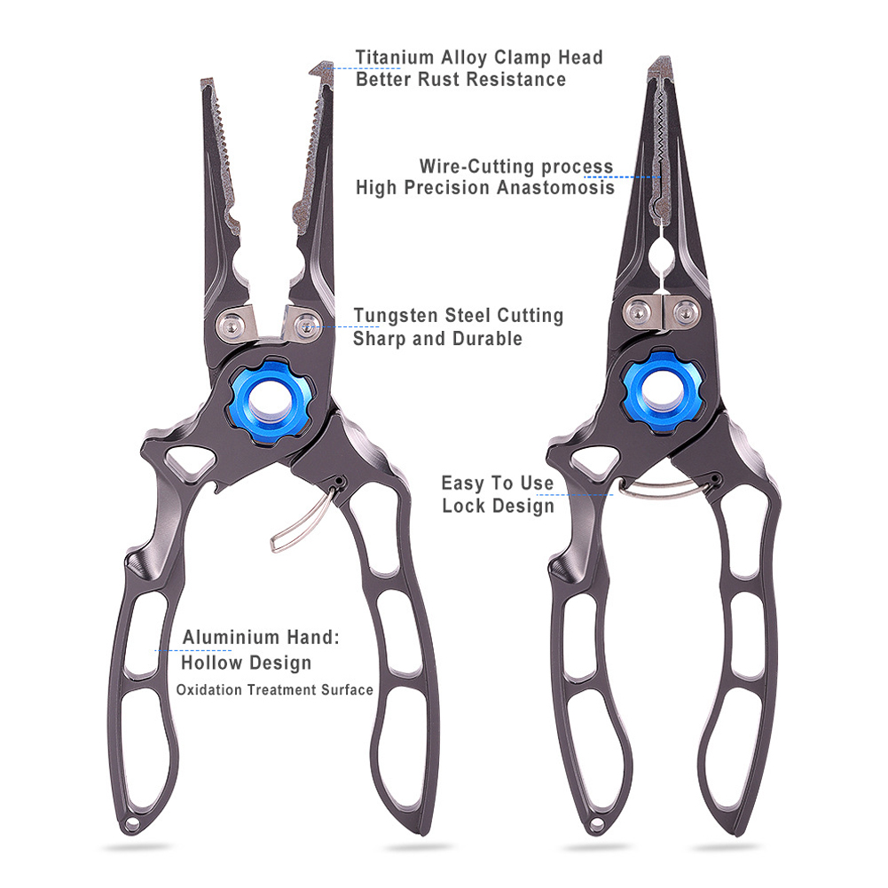 Outdoor Spring Fishing Lures Pliers Tongs Fish Hook Remover Braid Line Cutter Scissors Multifunctional Tackle Tools