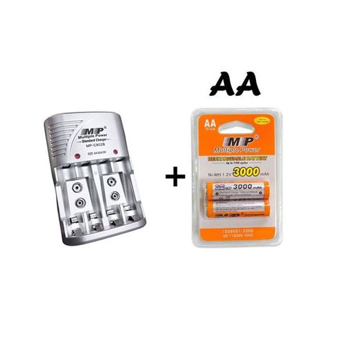 Multiple Power AA Rechargeable Batteries Plus 4 In 1 Charger