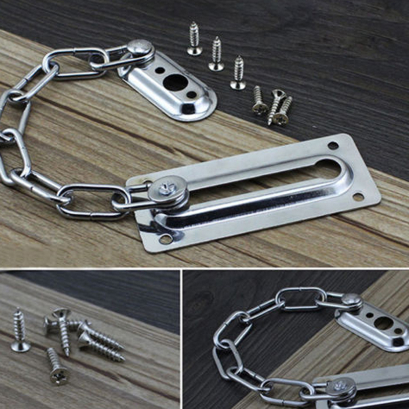 Stainless Steel Safety Chain Locks Silver Color Bolt Latch Cabinet Guard Door Restrict Window Anti-theft Lock