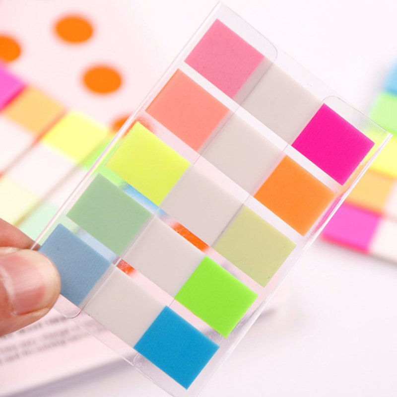 100 Sheets Random Colour Fluorescent Paper Self Adhesive Memo Pad Sticky Notes