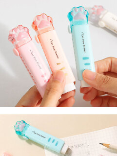 2PCS Kawaii Push-pull Design Cat Paw Portable Rubber Eraser Cute Erasers for Kids School Office Supplies Gift Stationery Prizes