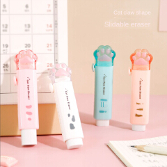 2PCS Kawaii Push-pull Design Cat Paw Portable Rubber Eraser Cute Erasers for Kids School Office Supplies Gift Stationery Prizes