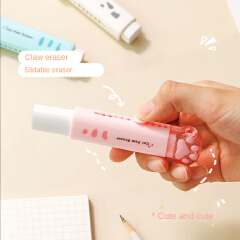 2PCS Kawaii Push-pull Design Cat Paw Portable Rubber Eraser Cute Erasers for Kids School Office Supplies Gift Stationery Prizes