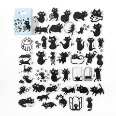 45 Pcs Black Cat Theme Stickers Decoration Kawaii Cute Cats Stickers Self-adhesive Scrapbooking Stickers For Laptop Planners