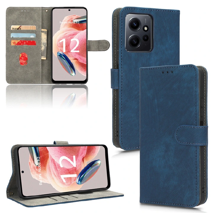 PU Leather Folio Flip Cover for Xiaomi Redmi Note12 4G  Note 12 4G Wallet Case with [RFID Blocking] Card Holster Kickstand Magnet