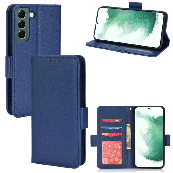 Wallet Flip Cover for Samsung Galaxy S21 FE S21 S21 Plus  S21 Ultra  S22 S22 Plus S22 Ultra Case Lychee Pattern Leather Magnetic Flip Folio Stand Phone Cover with Card Holder