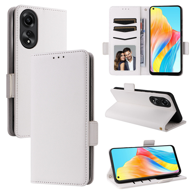 Wallet Flip Cover for OPPO A78 4G 6.43'' Case Lychee Pattern Leather Magnetic Flip Folio Stand Phone Cover with Card Holder