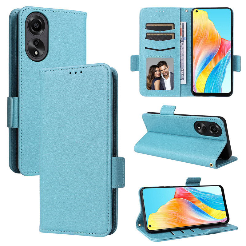 Wallet Flip Cover for OPPO A78 4G 6.43'' Case Lychee Pattern Leather Magnetic Flip Folio Stand Phone Cover with Card Holder