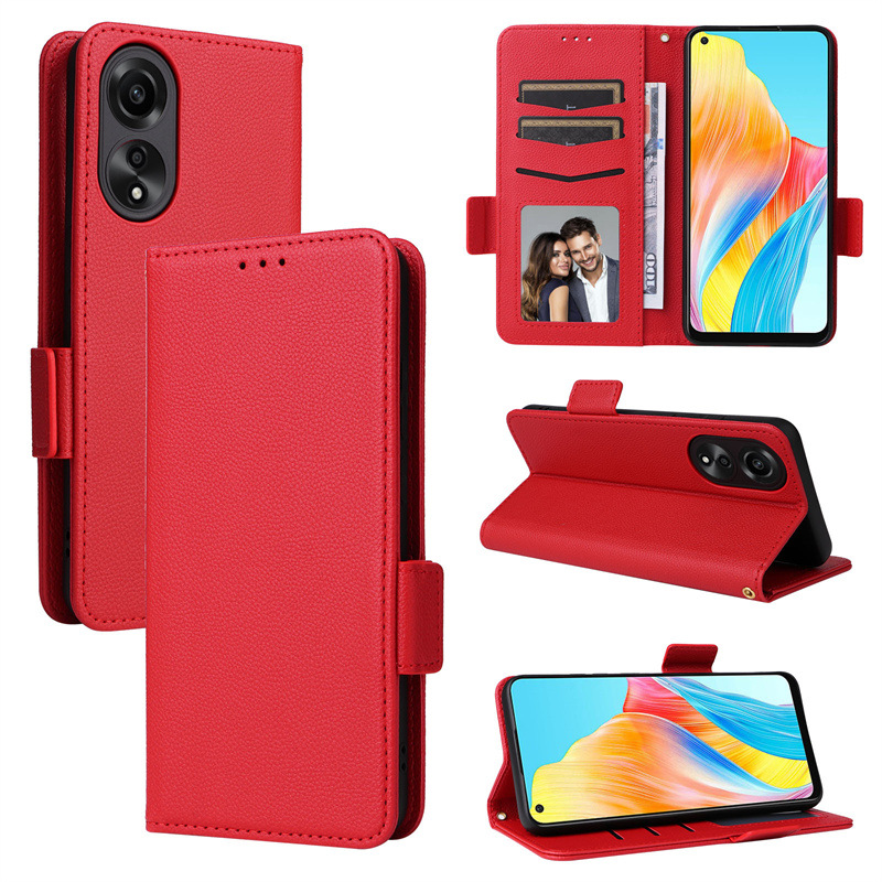 Wallet Flip Cover for OPPO A78 4G 6.43'' Case Lychee Pattern Leather Magnetic Flip Folio Stand Phone Cover with Card Holder