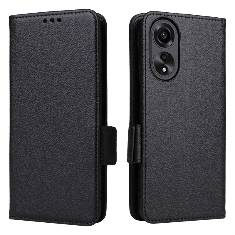 Wallet Flip Cover for OPPO A78 4G 6.43'' Case Lychee Pattern Leather Magnetic Flip Folio Stand Phone Cover with Card Holder
