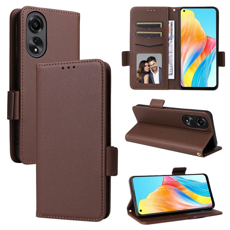 Wallet Flip Cover for OPPO A78 4G 6.43'' Case Lychee Pattern Leather Magnetic Flip Folio Stand Phone Cover with Card Holder