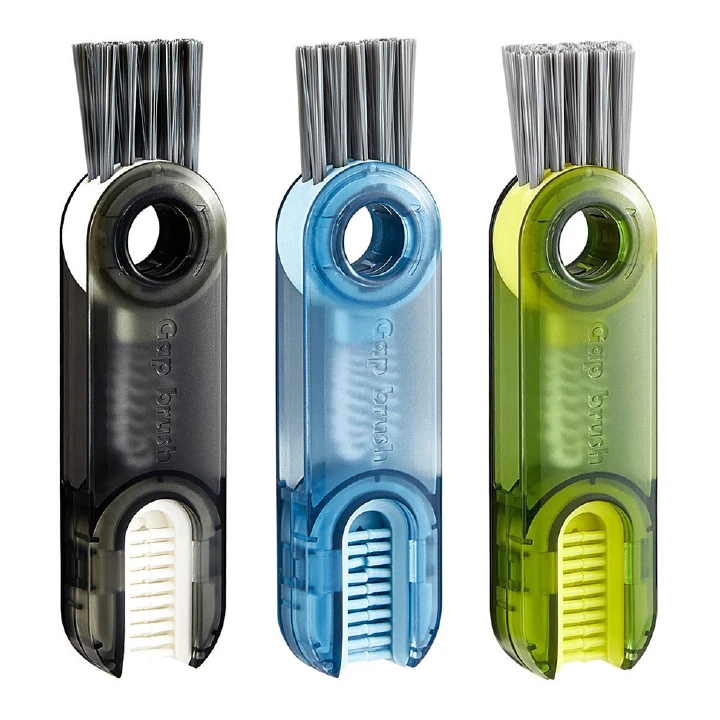 TS 3 in 1 Multifunctional Cleaning Brush U-Shaped Silicone Bottle Cleaner Brush Cup Lid Crevice Cleaning Brush Home Kitchen Cleaning Tools
