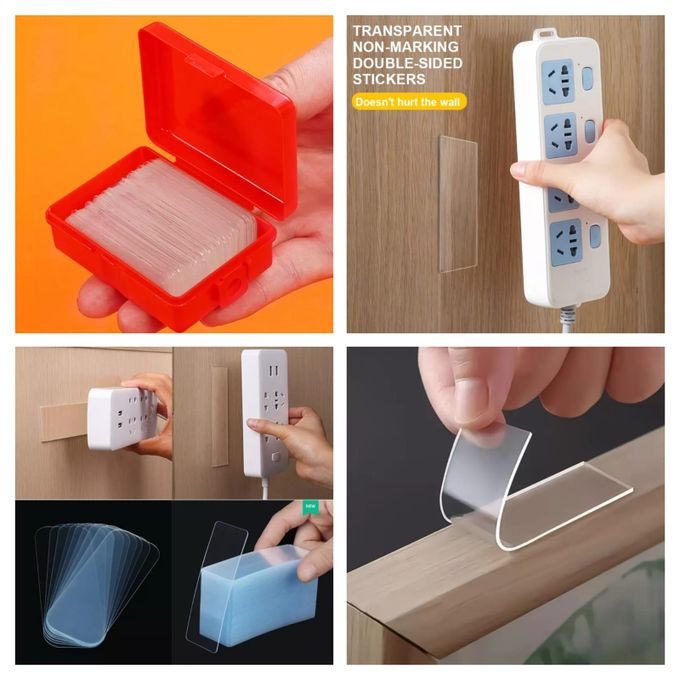 Reusable 60pack double sided tape adhesive transparent pvc tape wall stickers