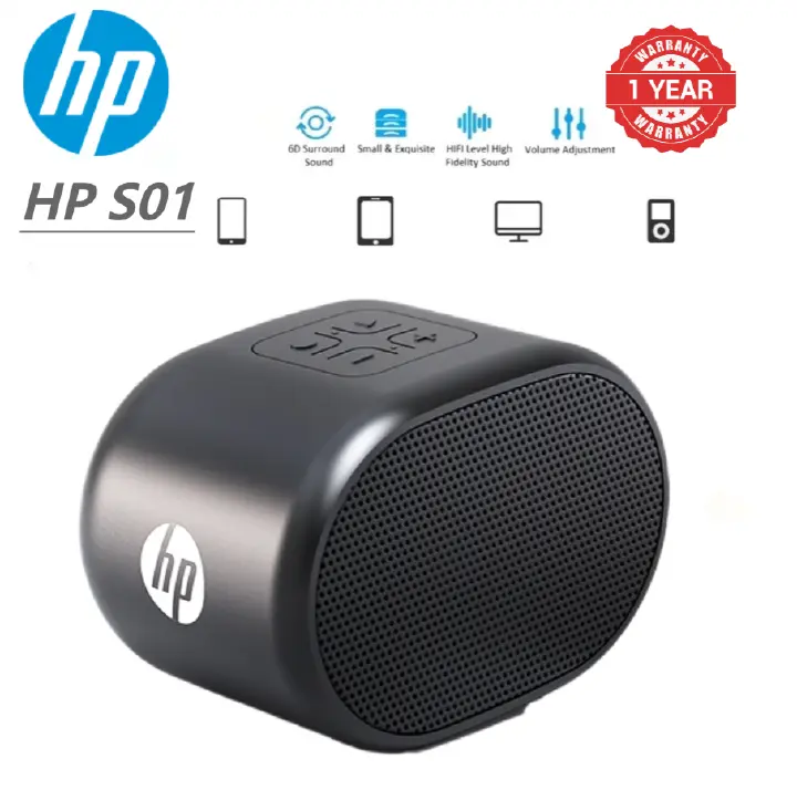 HP S01 Bluetooth Speakers  FM Small and Lightweight Rechargeable Mini Speakers 360° Surround Sound Quality FM for PC Desktop Laptop Bluetooth Speaker