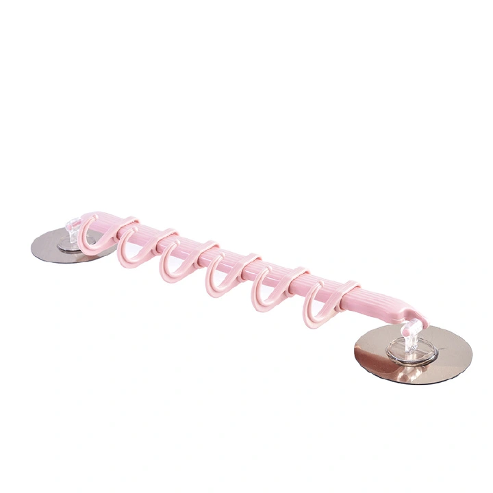 Adhesive Wall Hook with 6 Rotate Hooks Wall Coat Rack  Perfect for Hanging Clothes Cooking Tool Towel in Kitchen and Bedroom, Easy to Use  Strong Bearing Capacity (Pink 3 Pack)