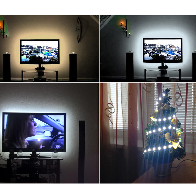 LED Monochrome Strip Lights With USB Interface 2835 SMD DC5V White /Warm White Light 0.5M/1M/2M/3M/4M/5M Waterproof/Non-waterproof TV Background Wall Decoration Atmosphere