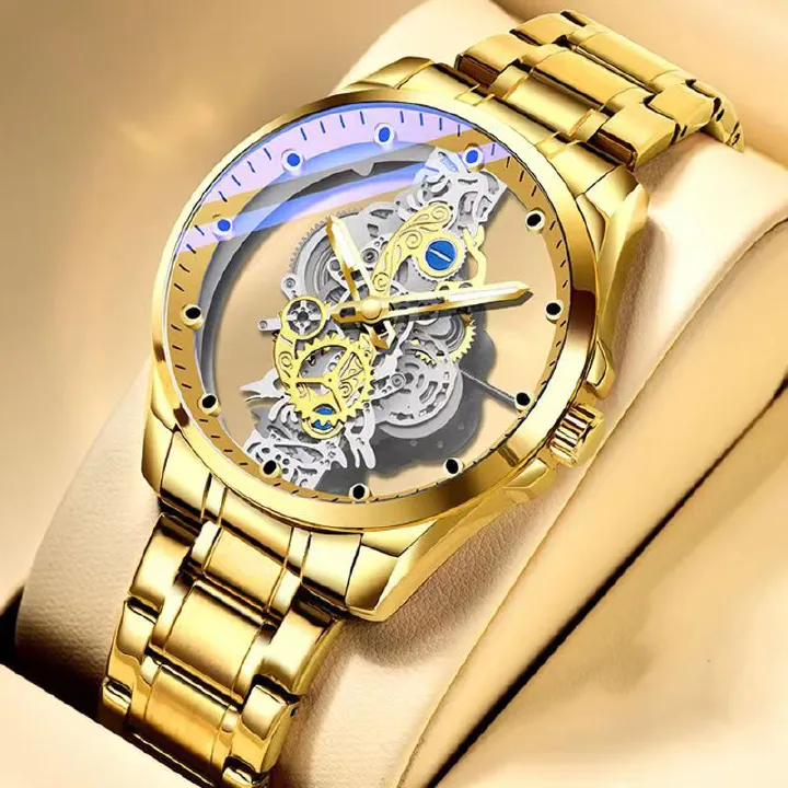 TIGERAO Brand Double-sided Transparent Hollow Automatic Mechanical Men Watches Top Brand Original Men's Watches Luxury Chronograph Quartz Sports Watches Male Wrist Watch Waterproof Luminous Watches