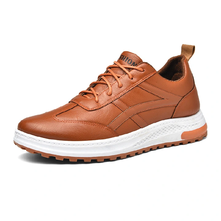Mens Soft Sole Solid Color Sports Leather Casual Shoes Sneakers