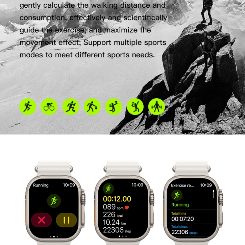 T900 Ultra 2 Smart Watch Gesture Answer Call  Man Women Sport Blood Oxygen Bluetooth Call Smartwatch For iOS Android Phone PK T800 Ultra 2