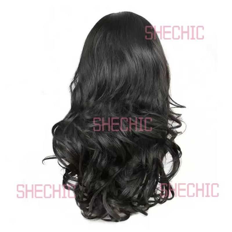 Female Hair Wigs  Women's Fringe Big Wave Long Curly Hair in Natural Synthetic Wigs For Ladies Chemical Fiber 24 inch