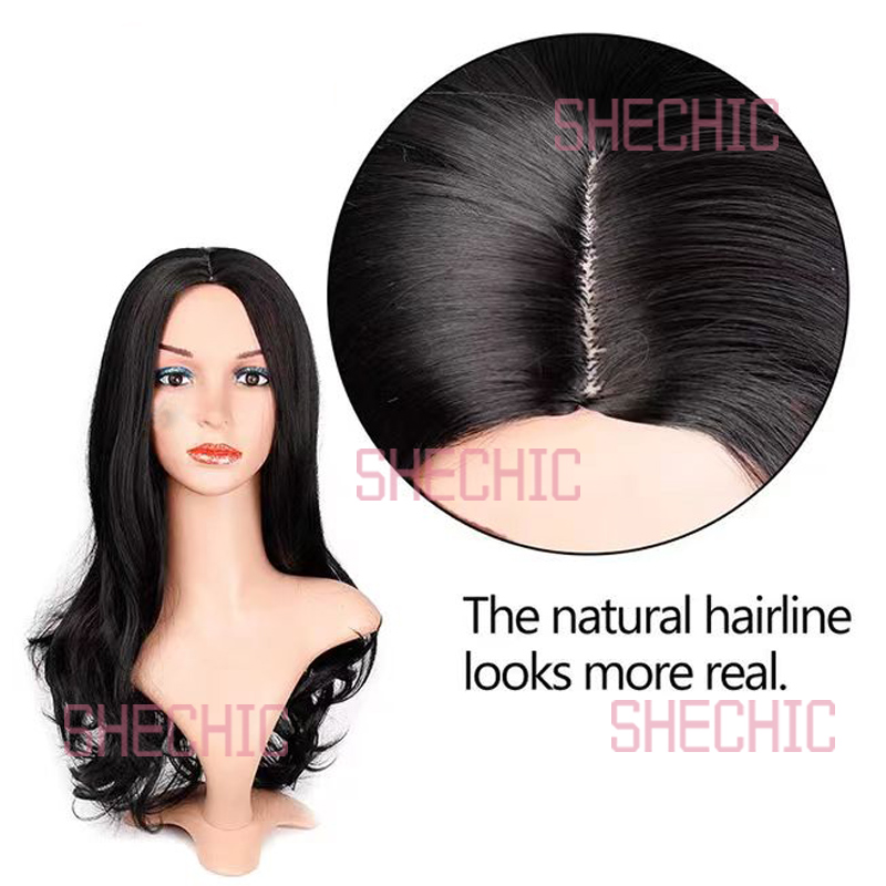 Female Hair Wigs  Women's Fringe Big Wave Long Curly Hair in Natural Synthetic Wigs For Ladies Chemical Fiber 24 inch