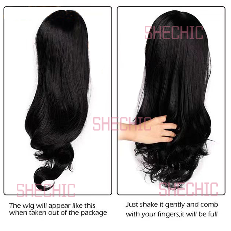 Female Hair Wigs  Women's Fringe Big Wave Long Curly Hair in Natural Synthetic Wigs For Ladies Chemical Fiber 24 inch