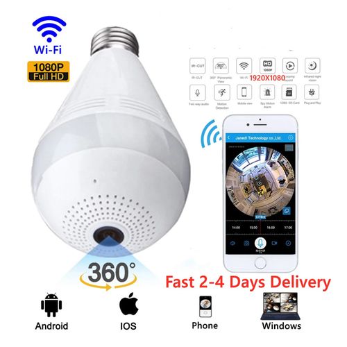 Good Quality Hidden CCTV WiFi Light Bulb CameraHidden Light Bulb CCTV WiFi Camera 960P 3.6mm Panoramic Camera Adjustable Light White