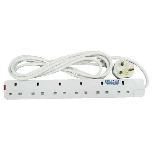 Power King >6 Outlet Living Room Power Extension Cable > 6 WayHeavy duty PVC cable and fire resistant material  Power indicator neon light  3 Meters Cable Extension  Voltage: 250V AC, 50HZ  Maximum Lo