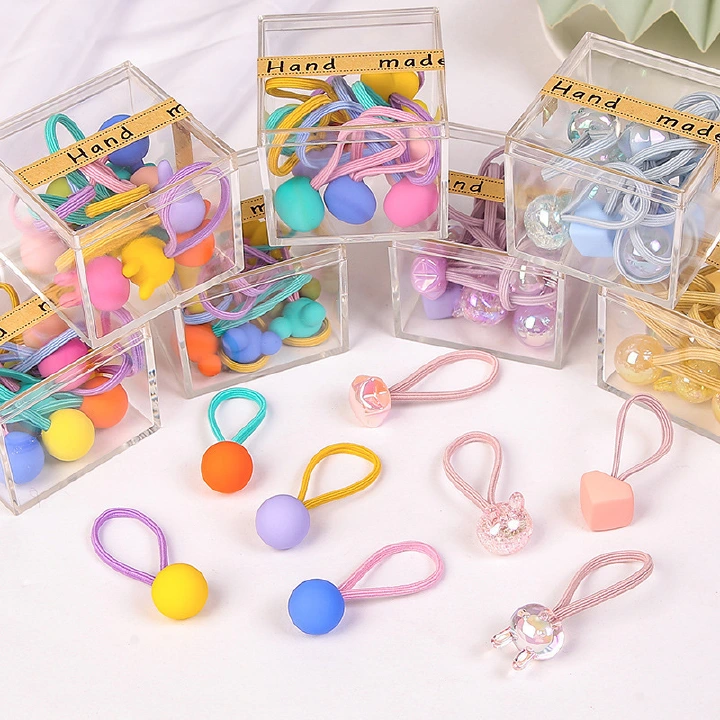New Girls' Colorful Candy Color Leather Band, No Harm to Hair, No Loss of Hair, High Elastic Children's and Girls' Hair Rings, Hair Accessories, Headrope Box
