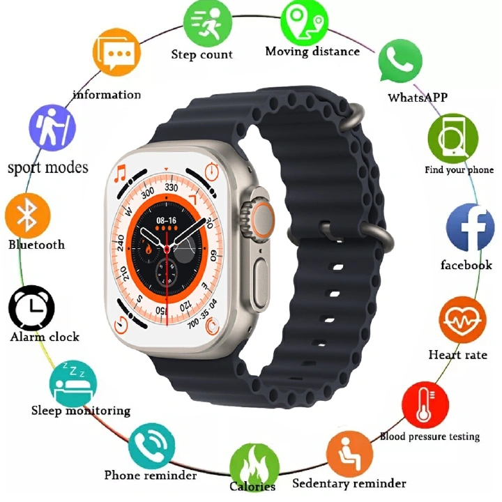 【LANGTOU】T800 Ultra Series 8 Watch Smart Ultra 1:1 49mm NFC Blood Oxygen Monitoring/Sleep Monitoring/Bluetooth Calling Music Smartwatch for Iphone IWO Very favorite watch with box set