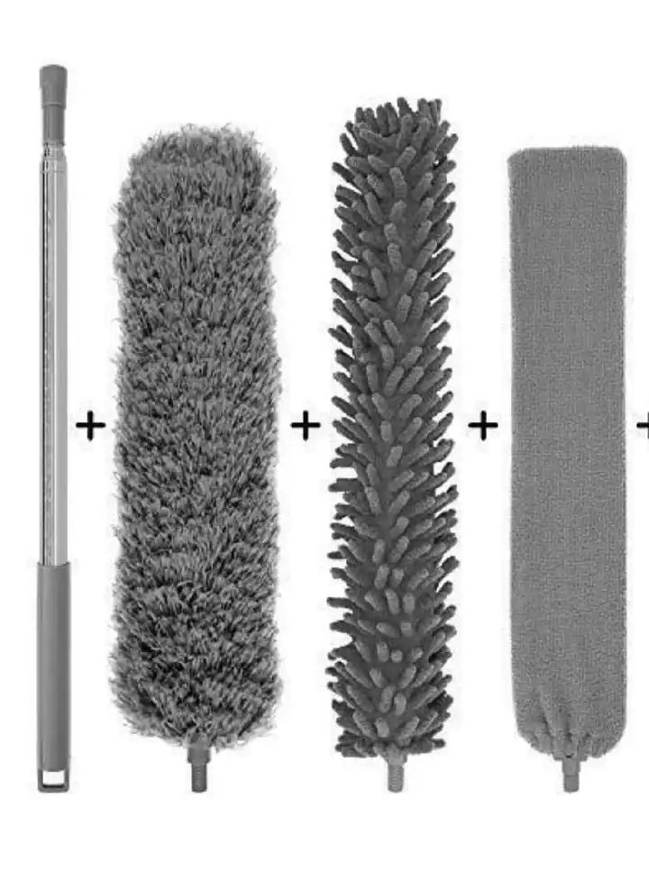 4 in 1 microfiber duster available now ideal for unreachable places like ceilings for dust, cobwebs, and walls