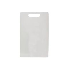 CUTTING BOARD;- 1 Heavy Plastic Chopping Board  This plastic chopping board is non-porous and absorbent. It prevents slipping on a counter top. It does not dull knives and juice-collecting groove