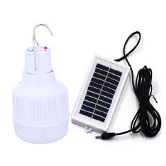 Solar LED Rechargeable Bulb With USB And Panel